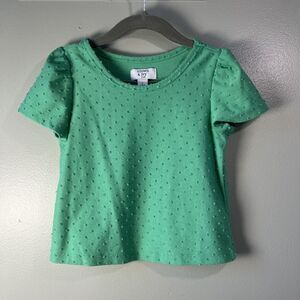 Crown & Ivy Kids Girls Short Sleeve Green swiss dot Shirt,‎ size ^